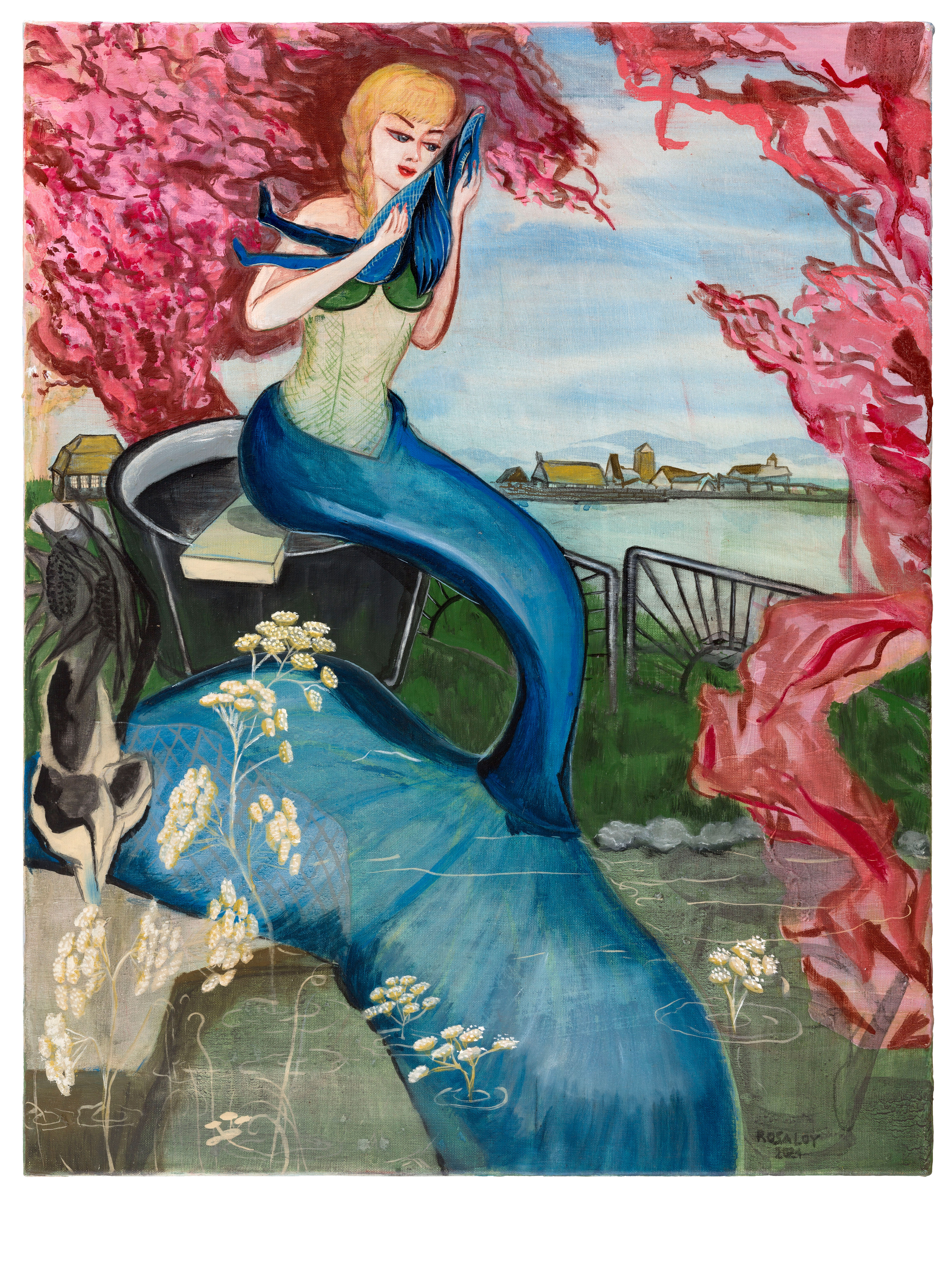 Rosa Loy
Mondnacht, 2008 
Kasein auf Leinwand
130 × 170 
Museum der bildenden Künste Leipzig, 
2010 Schenkung der Künstlerin
© VG Bild-Kunst, Bonn 2025
Foto: Uwe Walter, Berlin
Courtesy Künstlerin & Galerie Kleindienst, Leipzig