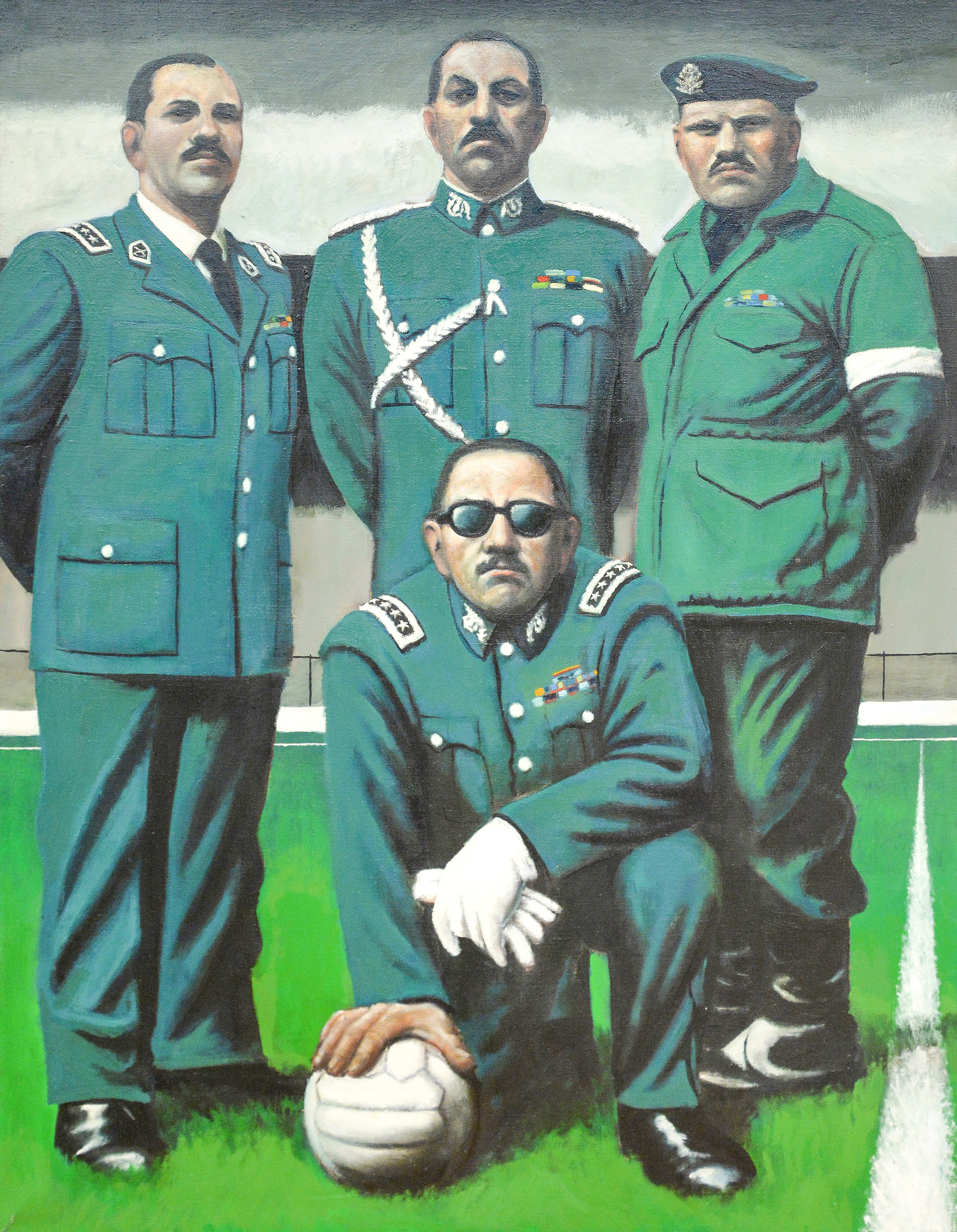 Chilenischer Fußball IV, 1975
Öl auf Leinwand
141 × 137 cm
Kunsthalle Rostock
Dauerleihgabe pro kunsthalle e. V., 
seit 2017
6. Biennale der Ostseeländer, 1975 Foto: Kunsthalle Rostock