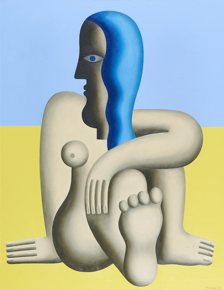 Ticha - Sitzende am Meer,
1973, Öl auf Leinwand,
88 x 61 cm