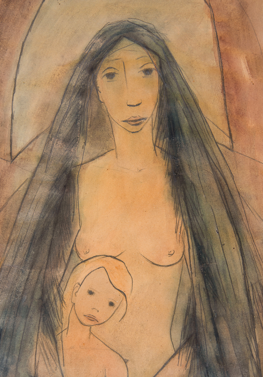 Kate Diehn-Bitt
o.T. (Mutter mit Kind), um 1948
Kohle, Wasserfarben auf Papier
© Kunsthalle Rostock